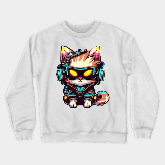 CyberCat 2077 - Made by AI Crewneck Sweatshirt by Nerd.com